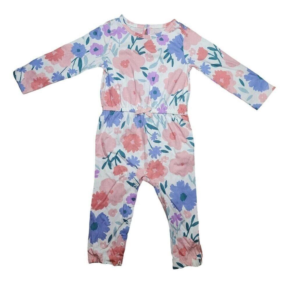 Just One You By Carter’s Baby Girls Floral Romper 18M Long Sleeve Cotton Outfit